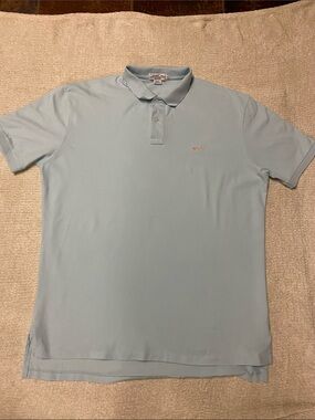 Coastal Cotton Men’s Pale Blue Polo with Pink Whale Logo